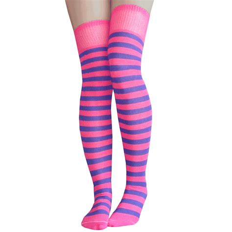 pink and purple striped stockings